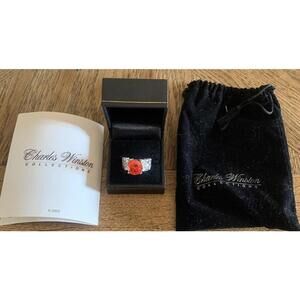 Charles Winston Sterling Silver Large Red Stone CZ Cocktail Ring Beautiful Sz 6?